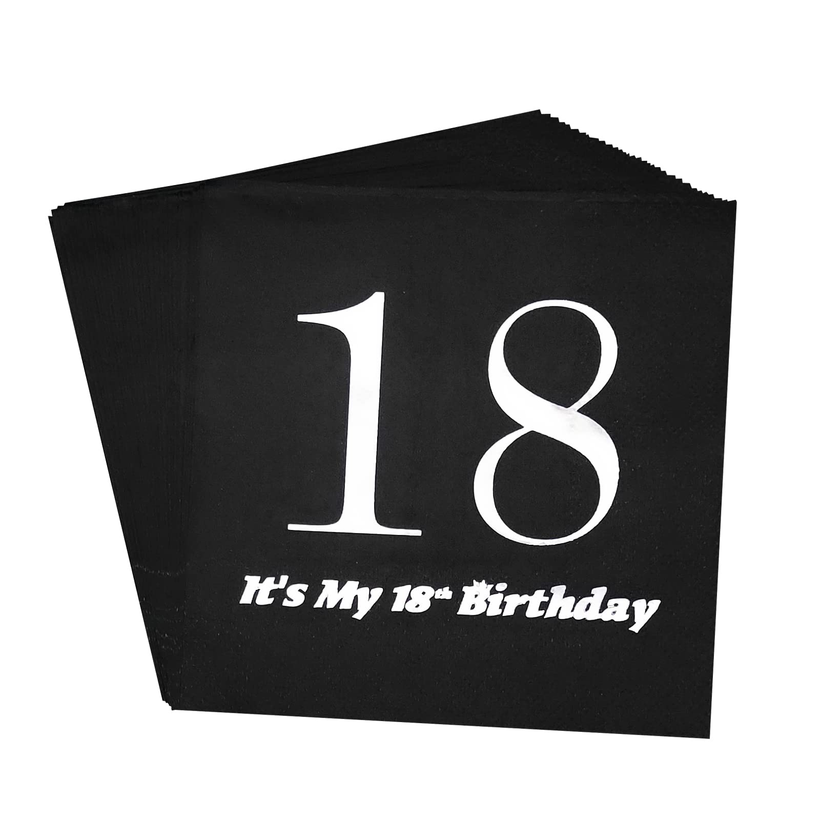 40pcs Black and Silver 18th Birthday Napkin-It's My 18th Birthday,18th Birthday Dinner Celebration Party Decoration Disposable Paper Napkin