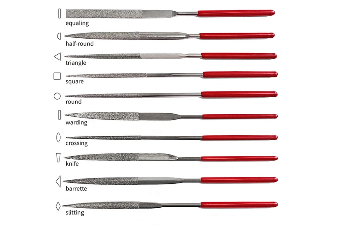Set 10 Lime ad Ago di Precisione Diamantate 160mm Raspe per Metallo Legno
