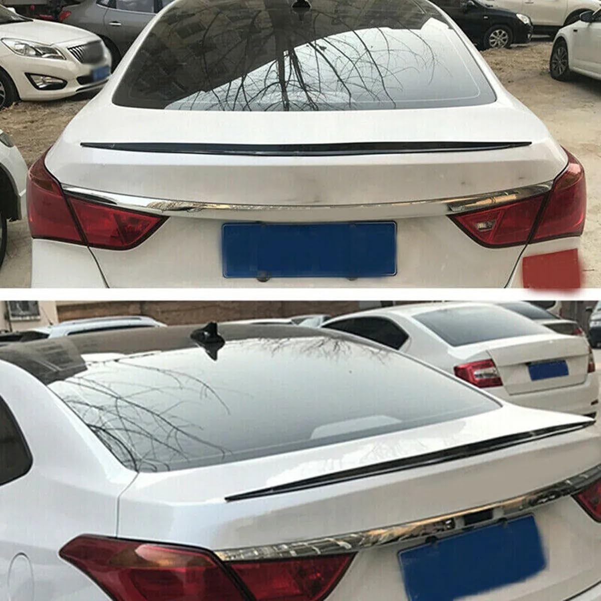 Misura Per Auto Posteriore del Tetto Lip Spoiler Tronco di Coda Ala Adesivo PU In Fibra di Carbonio FAI DA TE Refit Trim Decor Rubber1.2m 1.5m Spoiler Laterale per Auto(1.5m Black)