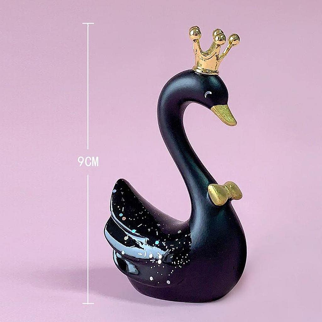 Juego de 6 Figuras de Cisnes de Resina, Esculturas, Decoración para Pasteles O Salpicaderos, Color Negro, 6 Piezas
