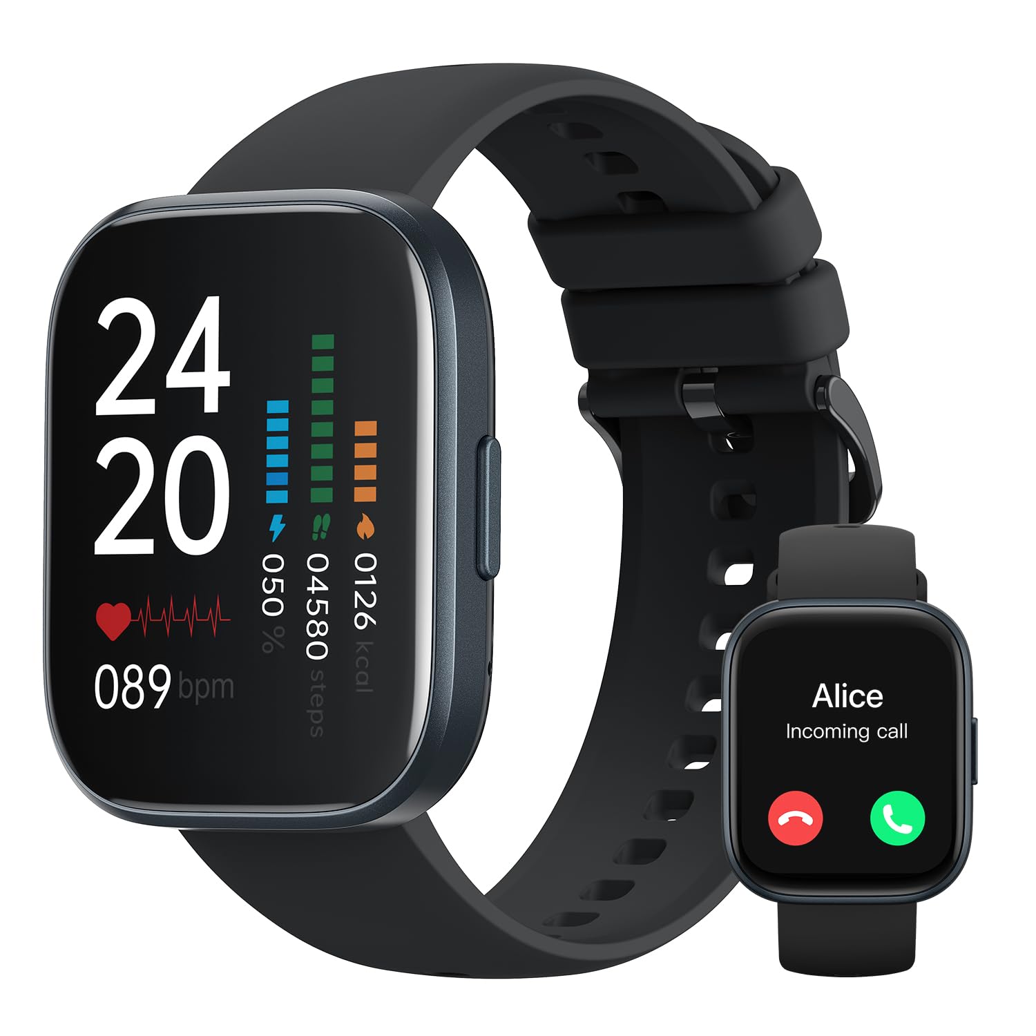 truefree GT1 Smart Watch for Men Women, 1.96" Full Touch Screen Fitness Watch, Heart Rate Sleep Monitor, IP68 Waterproof, 24 Sports Modes, Pedometer Activity Tracker - Compatible with Android and iOS