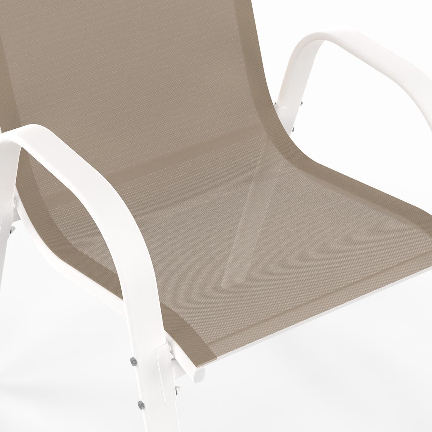 IDMarket – Salón de jardín Madrid Mesa 190 cm y 8 sillas apilables blanco y beige