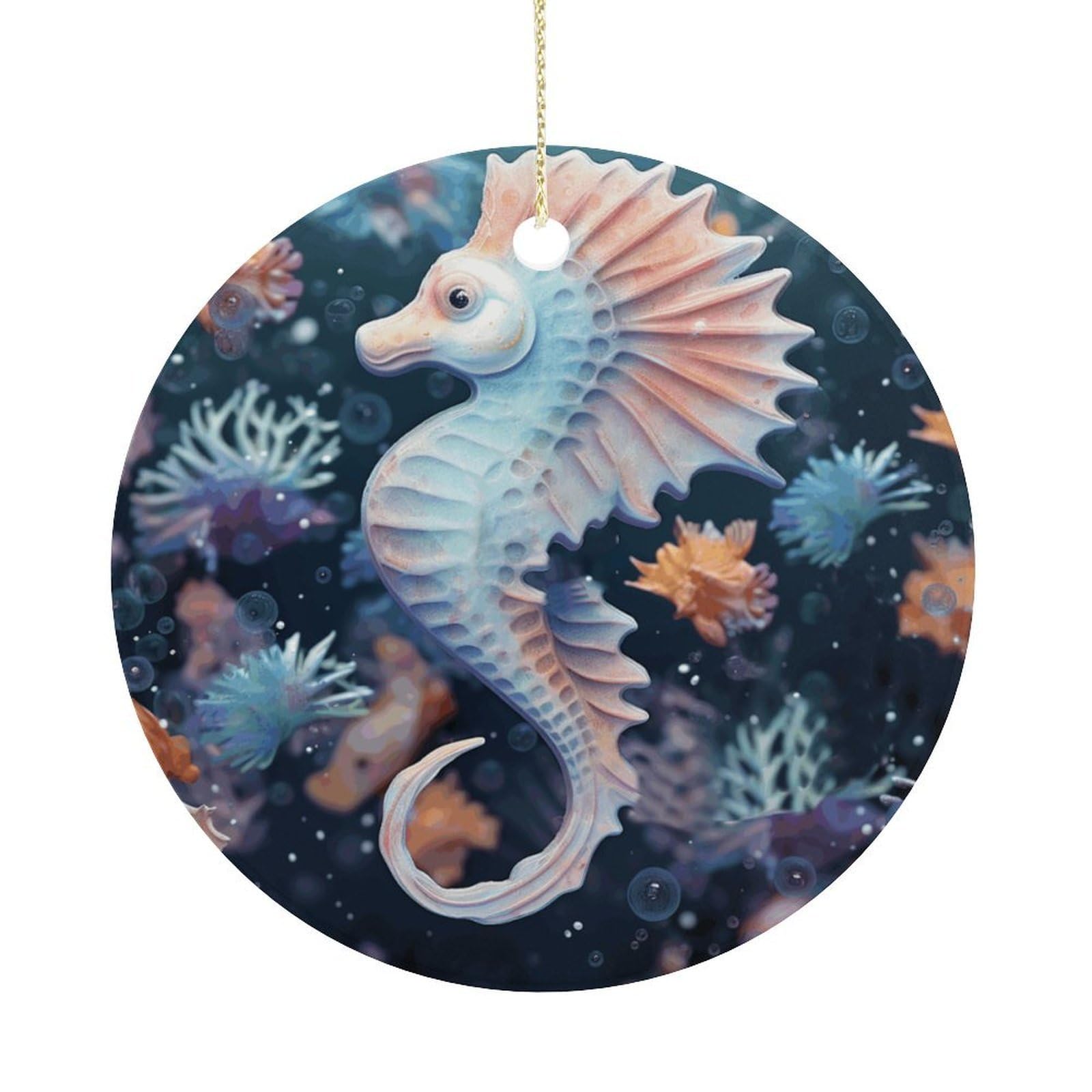 Adfgyerh Women's Style Seahorse And Starfish Hanging Ceramic Ornaments, Christmas Tree Decorations, Funny Home Decor Gifts For Sisters & Work Best Friends