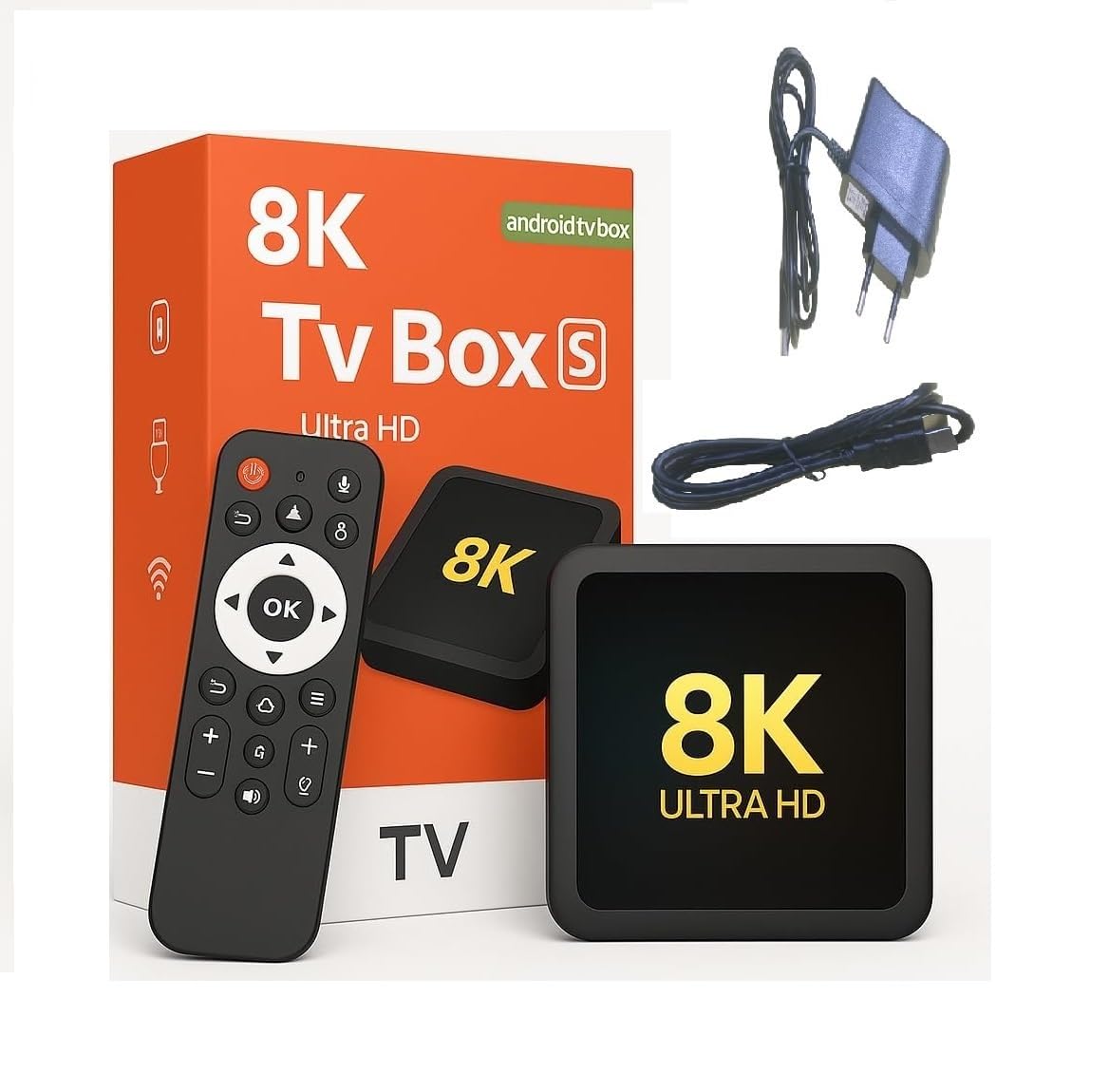 Android TV Box 8K Ultra HD, Smart Media Player with Remote Control, Black, Digital Streaming Device, (6 Month Warranty Against Manufacturing Defects).