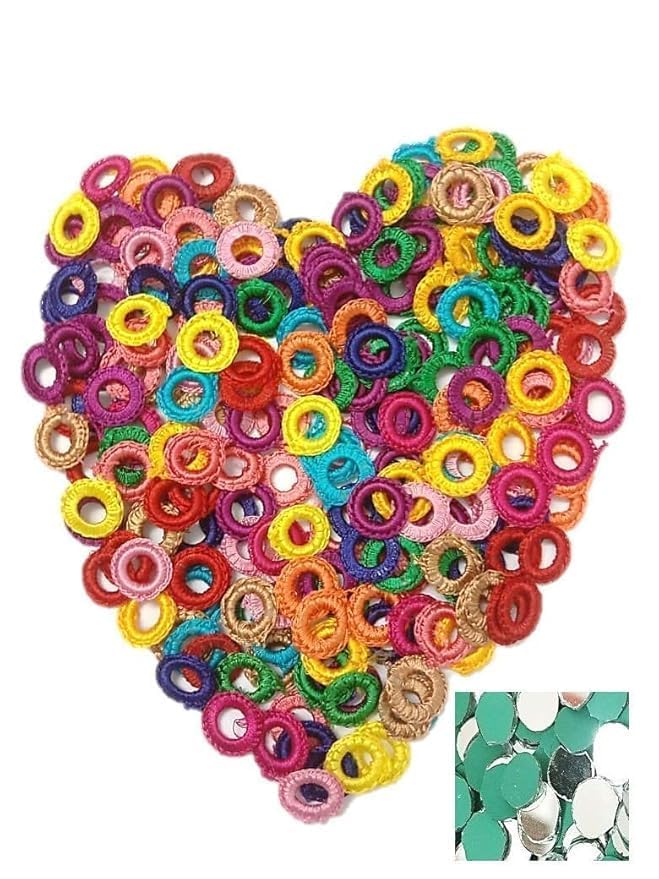 PADMAVATHI ENTERPRISES Mirror Frames and Mirrors for Embroidery Works, -8 mm (Inner),1.7 cm (Outer) Pack of 50 pcs Mirror Frame & Mirrors, Multicolor-image-15