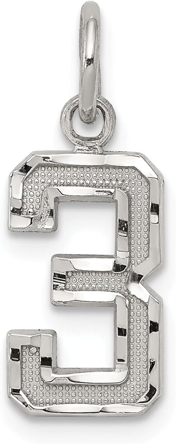Sterling Silver Small #3 Charm Number Pendant Jewelry