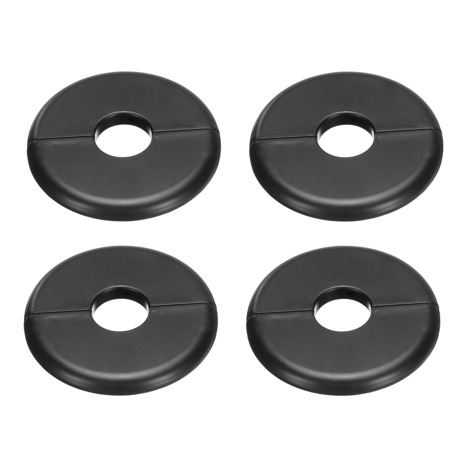 QUARKZMAN 4 szt. Kołnierz dzielony na ścianę 80 mm / 3,1 cala OD Płyta Powłoka Abs okrągła samoprzylepna do pokrycia rur wodnych 22 mm / 0,9" Dia Akcesoria do dekoracji kranów, czarny