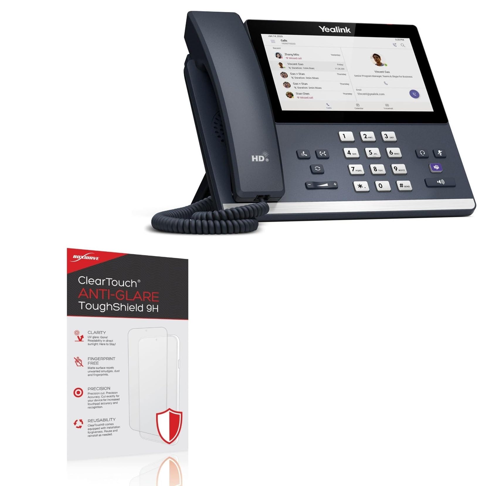 BoxWave Screen Protector Compatible with Yealink MP56 - ClearTouch Anti-Glare ToughShield 9H (2-Pack), Anti-Glare 9H Tough Flexible Film Screen Protector