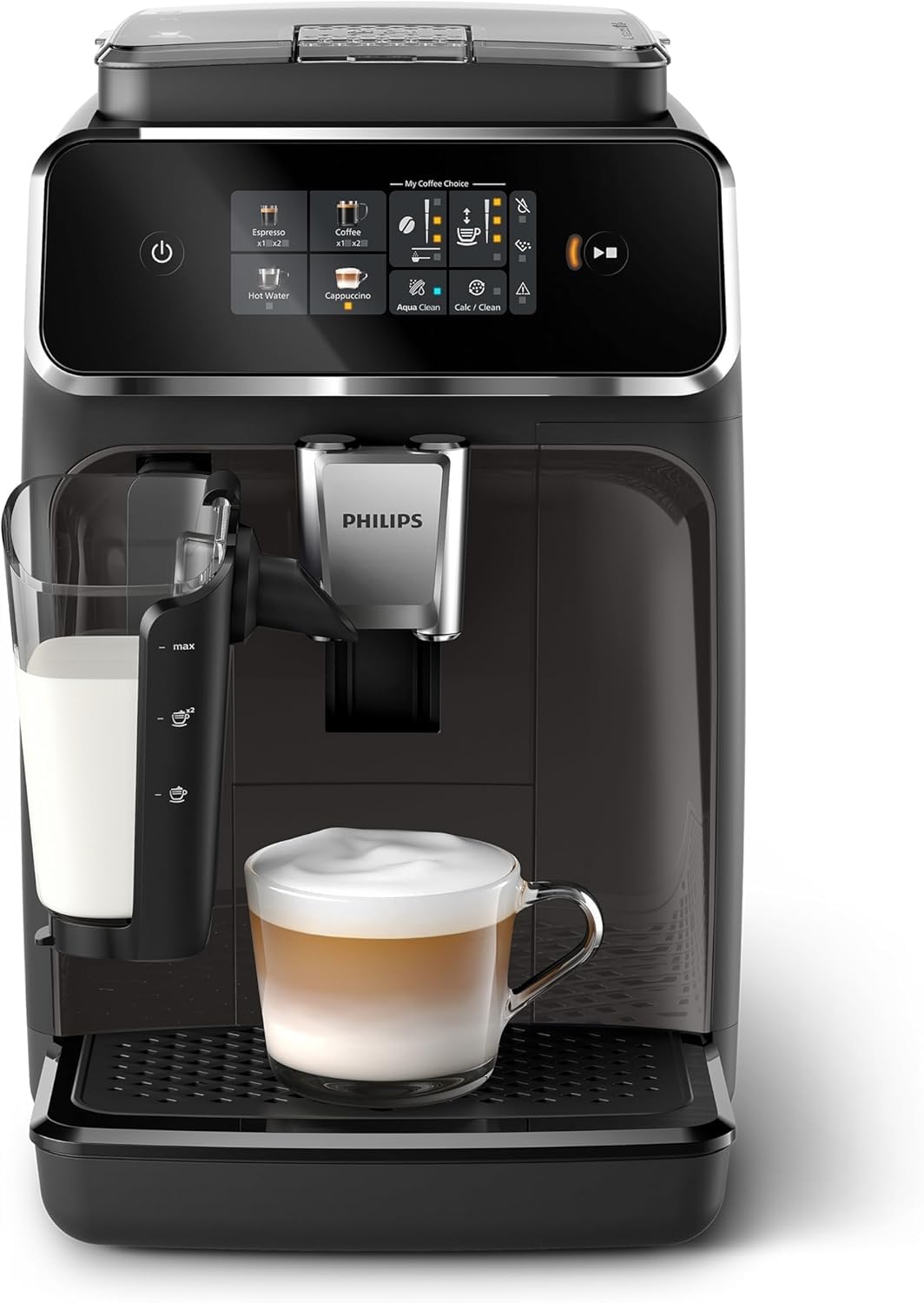 philips series 2300 fully automatic espresso machine - 4 hot drinks fast clean 40 quieter silentbrew aquaclean filter matte black ep233010