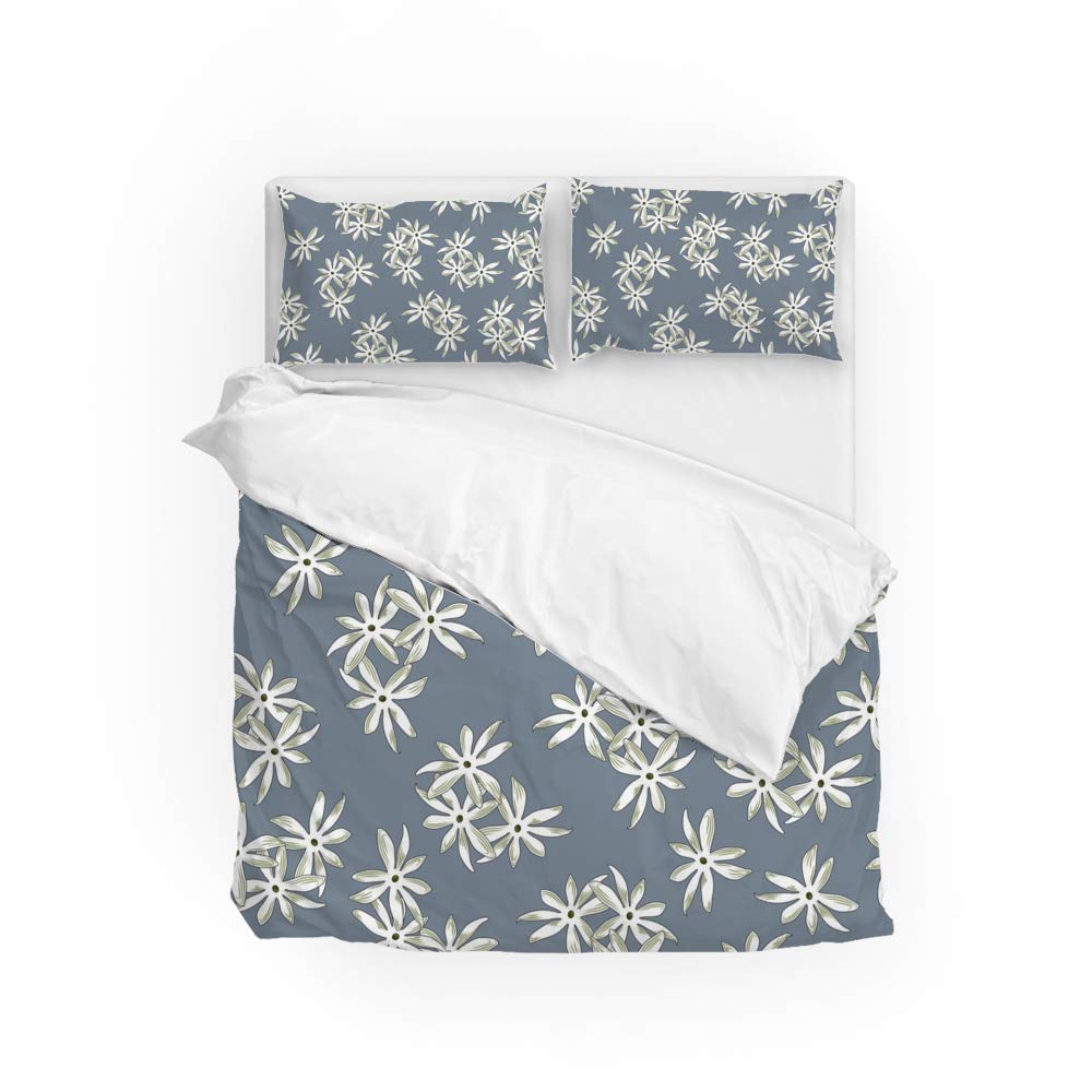 Parure de lit ultra douce 3 pièces, housse de couette fleurs sans couture et taies d'oreiller