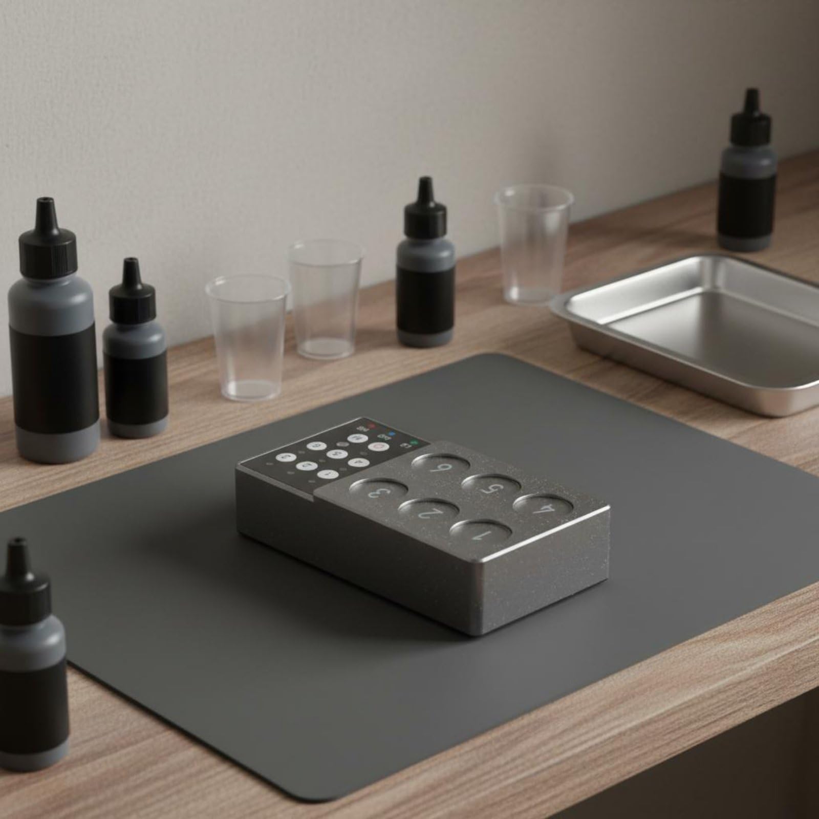 Mezclador de Automático Agitador Mezcladora con Seis Plazas de Mezcla y Operación por Botón Ligero y Ahorra Esfuerzo Manual Adecuado para Tatuadores y Pintores, Array, Negro