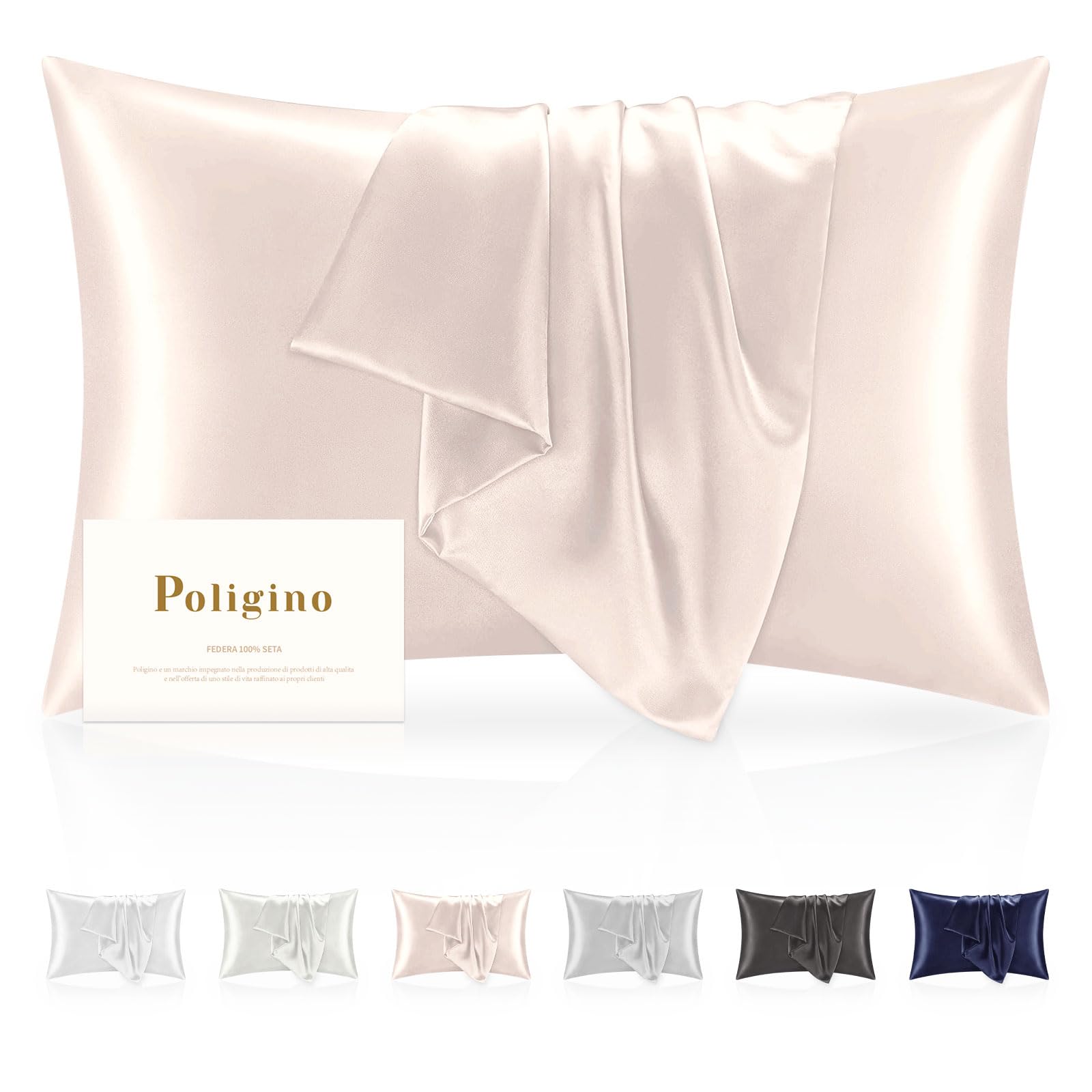 Federa Seta Cuscino 50x80cm - 22 Mamme 100% Seta Naturale Grado 6A - per Pelle e Capelli - ANTICRESPO e ANTIAGING - OEKO-TEX - Federe Cuscino Letto 1pz Rosa