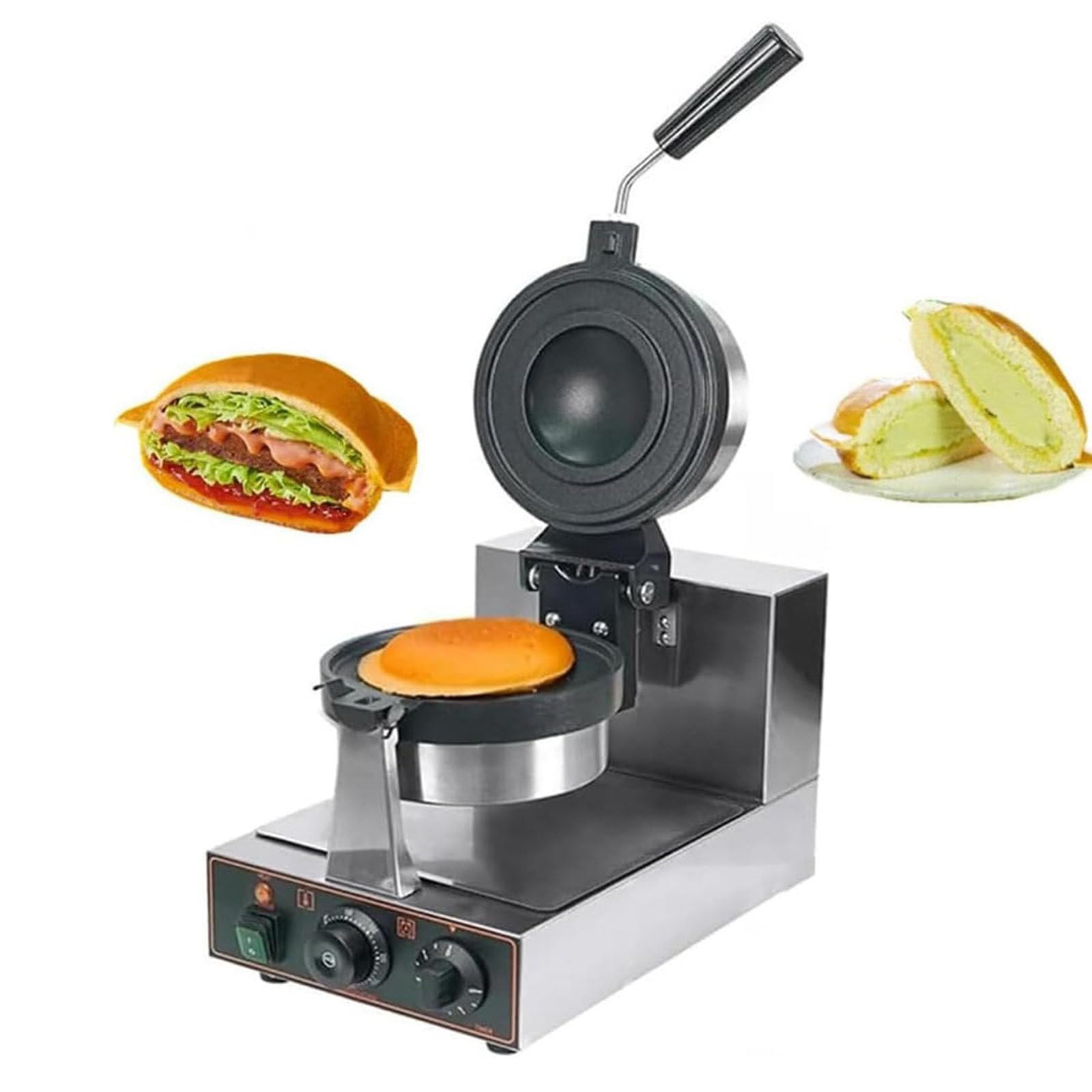 Gofrownica do burgerów z powłoką nieprzywierającą, komercyjna prasa do hamburgerów, elektryczna gofrownica do hamburgerów, prasa do kanapek z lodami, prasa do panini,płyty z powłoką nieprzywierającą,A