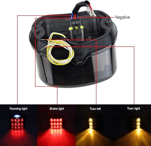 Miniatura 4 de Luz Trasera LED de Señal de Giro en Negro y Amarillo, Mejora de Luces Traseras HD para Harley Dyna Road King Electra Glide Street Bob Touring,