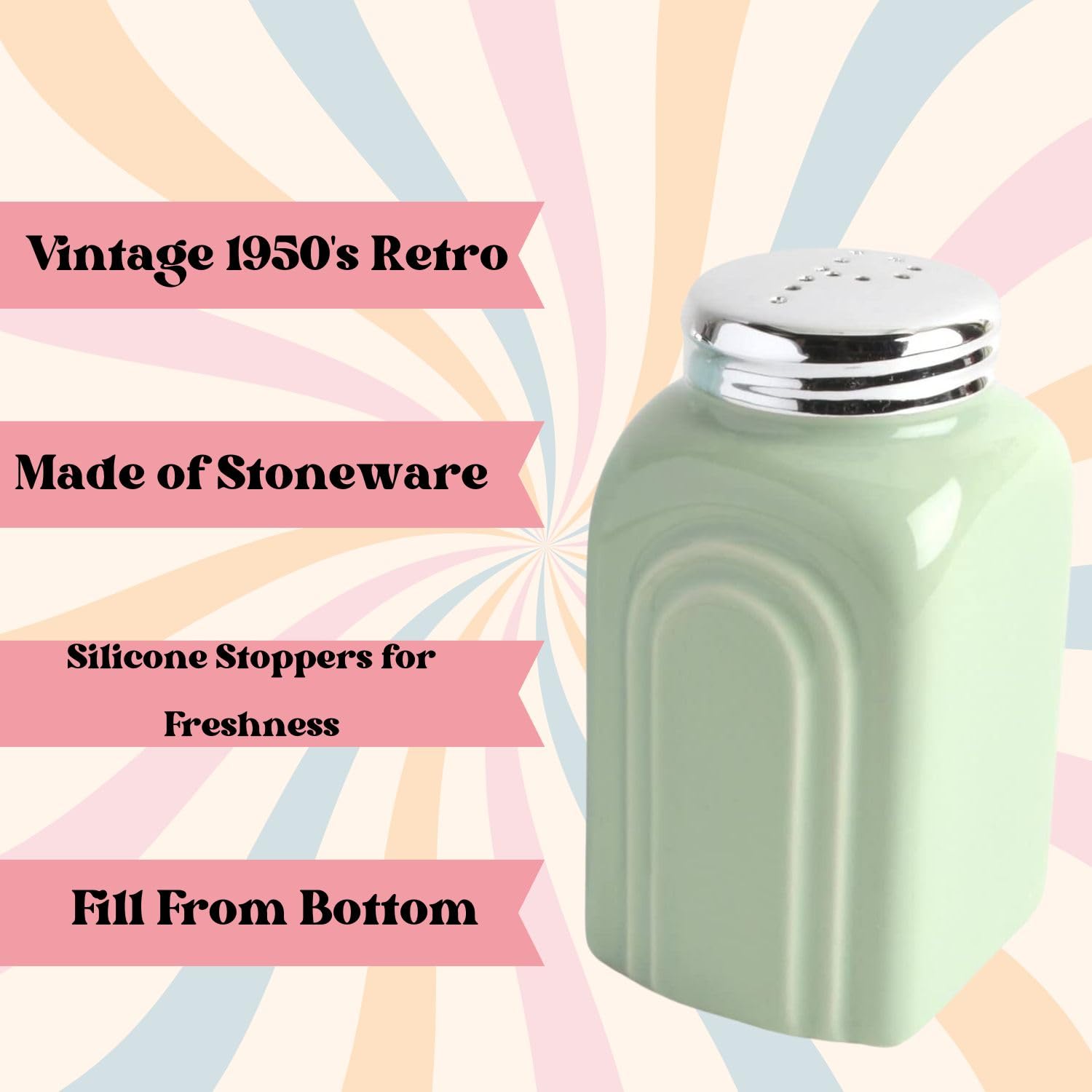 Amazon.com: 50s Retro Stoneware Salt and Pepper Shakers Set: Salt