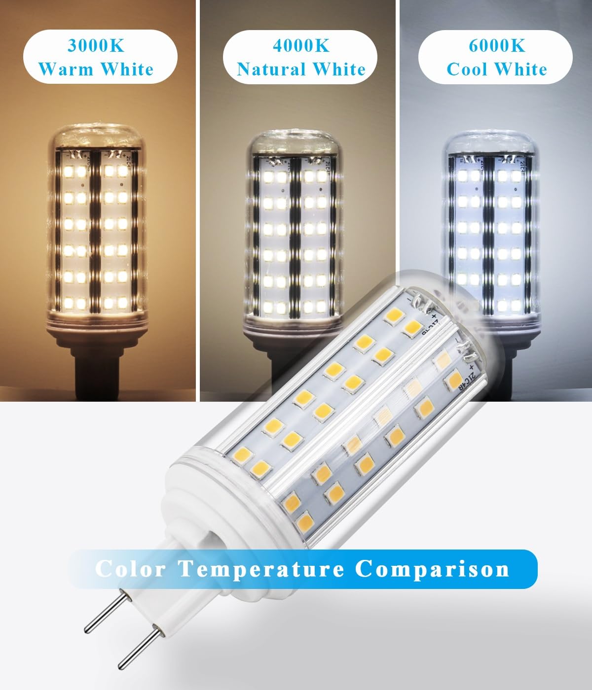 Lampadina LED G8.5 da 8 Watt Sostituisce la lampadina a ioduri metallici Powerball G8.5 CDM, lampadina di ricambio CDM-TC/CMH/HID/ T4.5, confezione da 4(3000K Warm White)