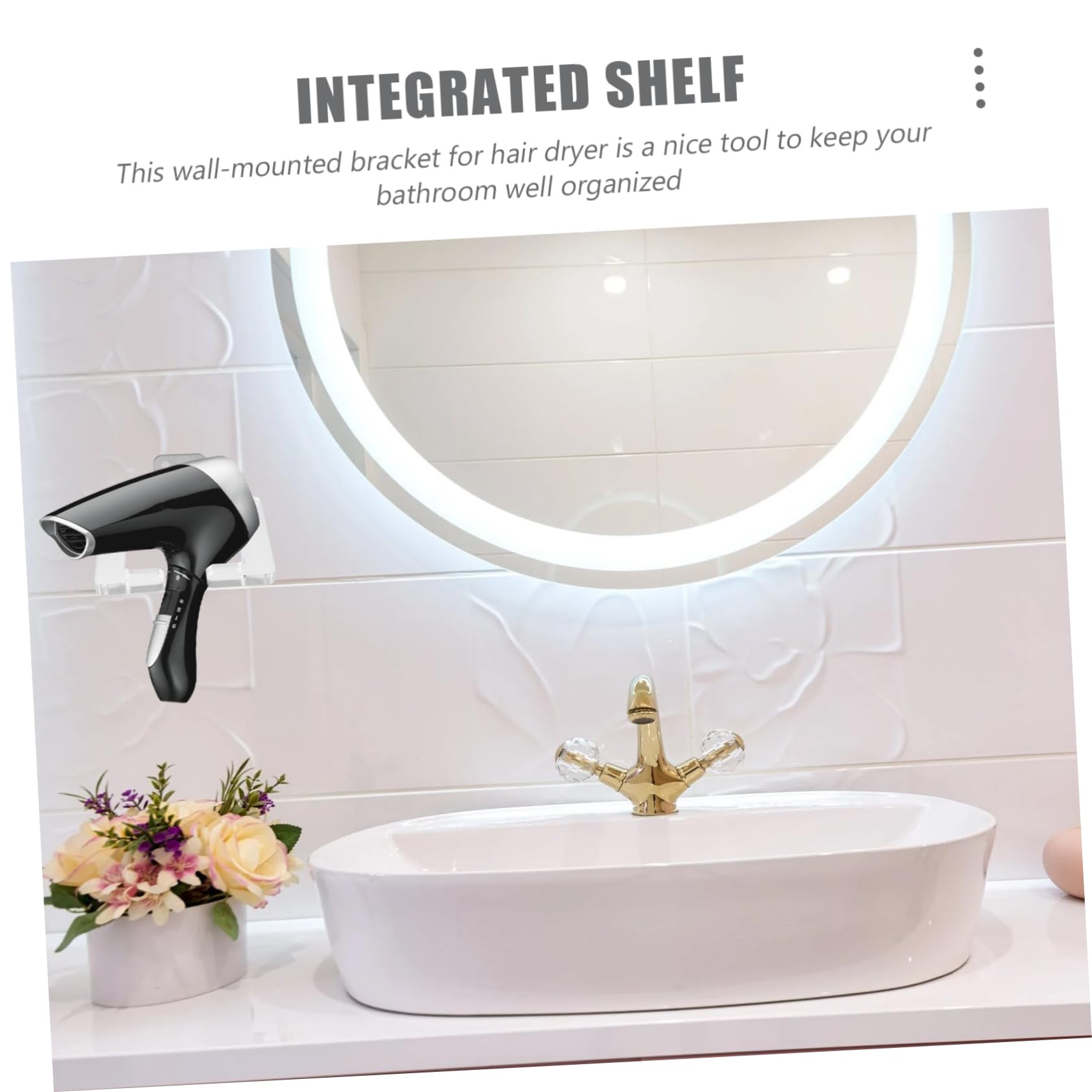 Cabilock 3pezzi Supporto Per Asciugacapelli Da Parete Mensola Salvaspazio Per Phon e Accessori Da Bagno Design Resistente Per Casa e Salone Di Bellezza