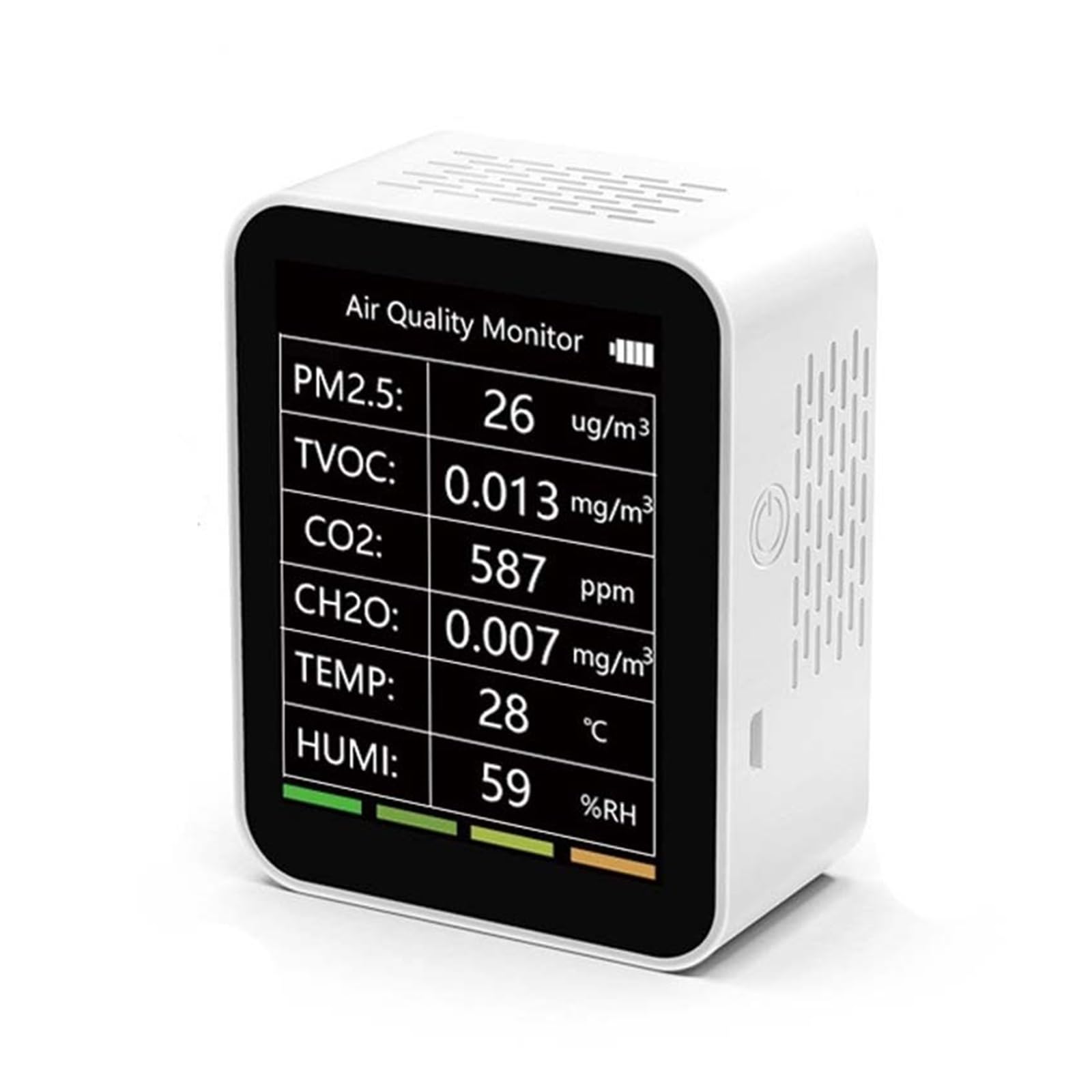 CVFRDD 6 In 1 Air Quality Detector Tuya CO2 Tester PM2.5 TVOC CO2 CH2O Formaldehyde Monitor TFT Display CO2 Sensor Meter Analyzer(White with Wifi)