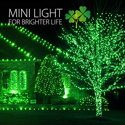 St. Patrick's Day Mini String Lights, 100 Count 27 Feet Detachable Incandescent Bulb Waterproof Green Fairy Lights Plug In For Indoor Outdoor Party Patio Christmas Decoration, White Wire #TOP4