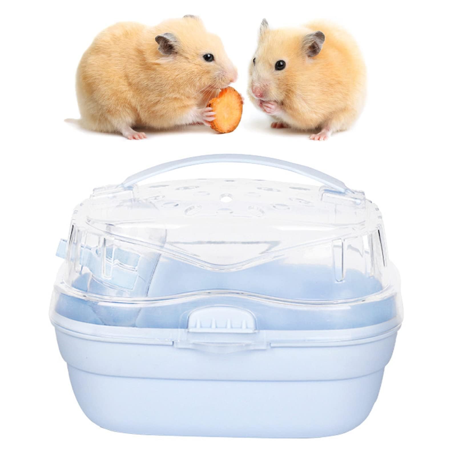 Cage de Transport pour Hamster, Mallette de Transport Portable pour Hamster, Mallette de Transport pour Petits Animaux pour Les Voyages en Plein Air (Bleu crème)