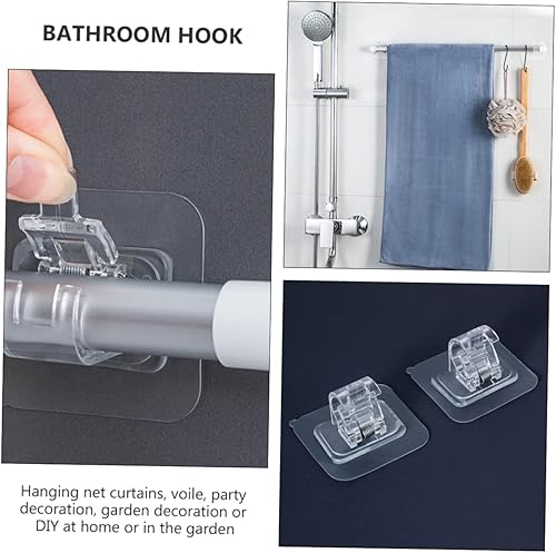 Miniatura 3 de WOONEKY 4 soportes de toalla de perforación abrazaderas de plástico ganchos de pared para baño soportes de poste soporte de fijación autoherraje