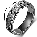 AmorArtSky Spinner Ring for Anxiety Relief Fidget:Anxiety Ring for Women Men,Titanium Stainless Steel Spinner Ring,5 Colors,6MM,Fidget Ring,Moon Star,Hollow Outer-Black