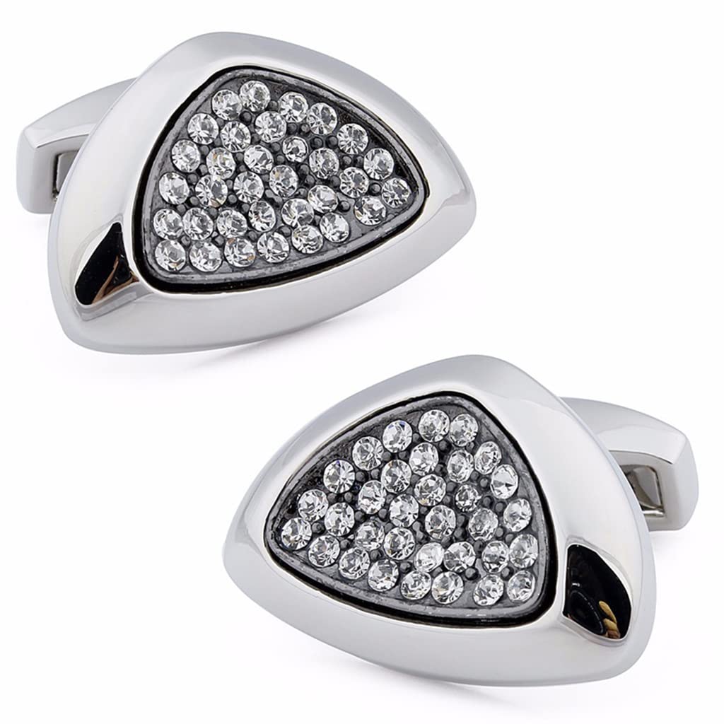 Gemelli a triangolo in cristallo 25 * 17 mm Regali da uomo Accessori per matrimoni Gemelli Gemelli per camicia (D 25 * 17 mm)