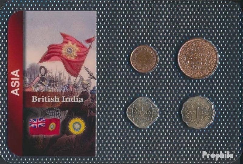 Coins Inde britannique Prophila Collection 1938 1/12 à 1 Anna unzirkuliert
