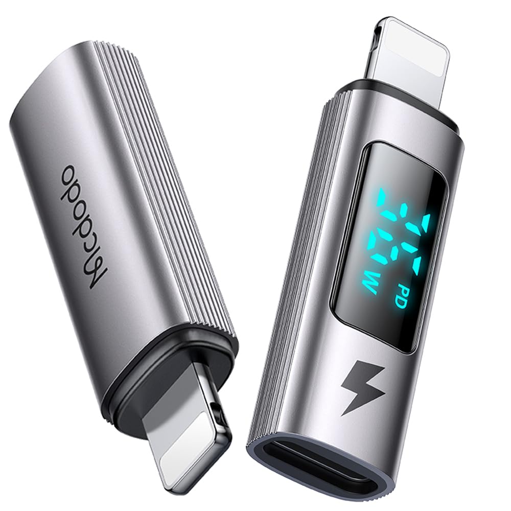 mcdodo USB C Lightning Adapter 36W Adapter Lightning USB C mit LED Display Schnellladung und Datenübertragung für iPhone, kompatibel mit iOS-Geräten i-Phone 14/13/12/11/XS/XR/SE/8 i Pad