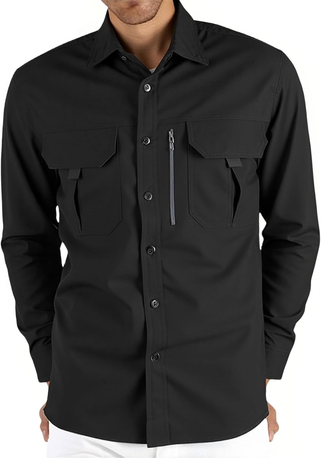 Men's Long Sleeve Tactical Shirts Military Work Fishing Shirts Button Down Breathable Outdoor Hiking Shirt - Image 4