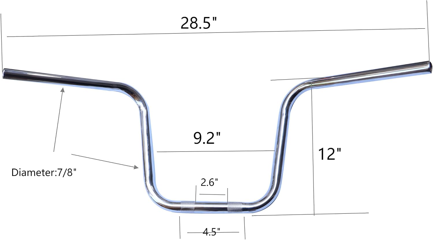 Universal 12" Rise Mini Ape Hanger Motorcycle Handlebars-7/8”22MM Diameter Handlebars fit For Harley Softail Dyna Sportster Bobber Chopper Honda Yamaha Kawasaki Suzuki (Chrome)