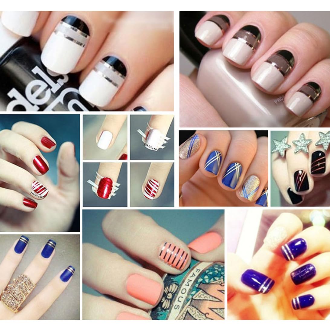 Ruban à rayures à ongles, autocollant à ongles adhésif de 20 m, autocollant des bandes d'art, décoration de ligne de nail art pour pointes de ongles bricolage (ruban)