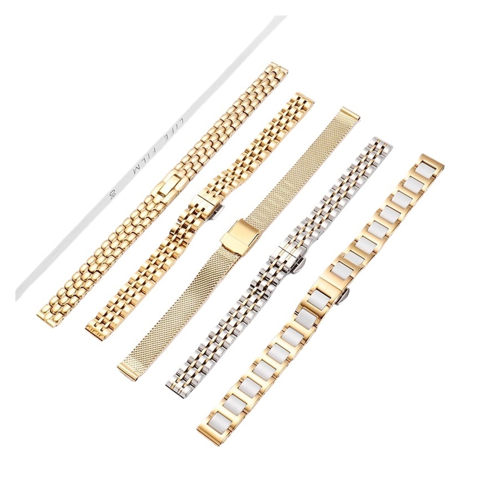 HuanJ Bracelet Milanais Doré Universel De 8 À 18 Mm, Compatible Avec Toutes Les Marques De Bracelets De Montre En Acier Inoxydable