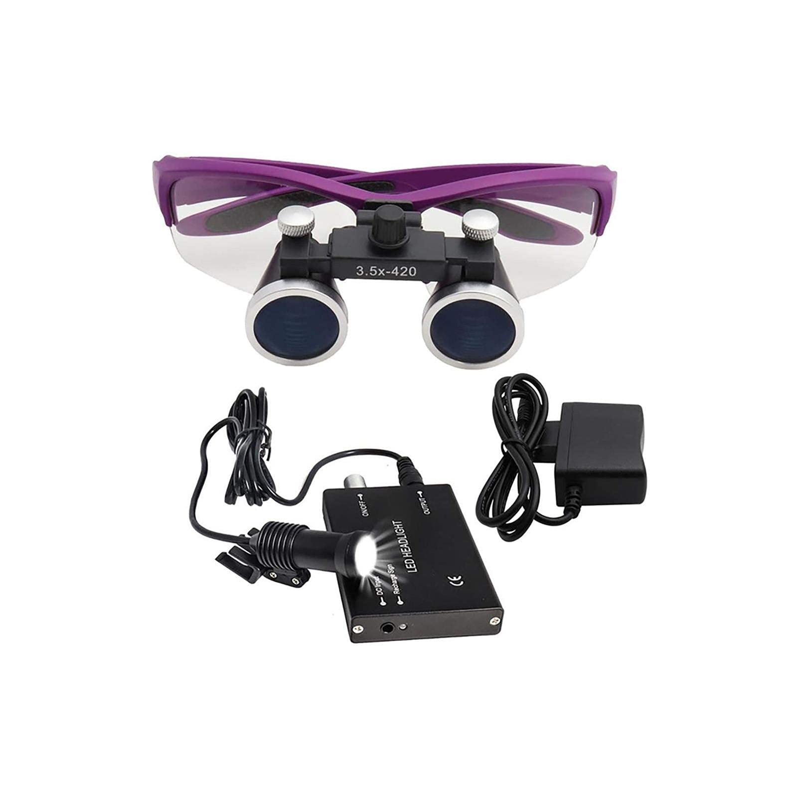 asdchZen Dental Loupes,Head Mountlighted Magnifying Glasses,Surgical Loupes 2.5/3.5 X 420Mm Surgery Surgical Operation Dental Loupes Binocular Magnifier With 5W Led Headlight,3.5X For