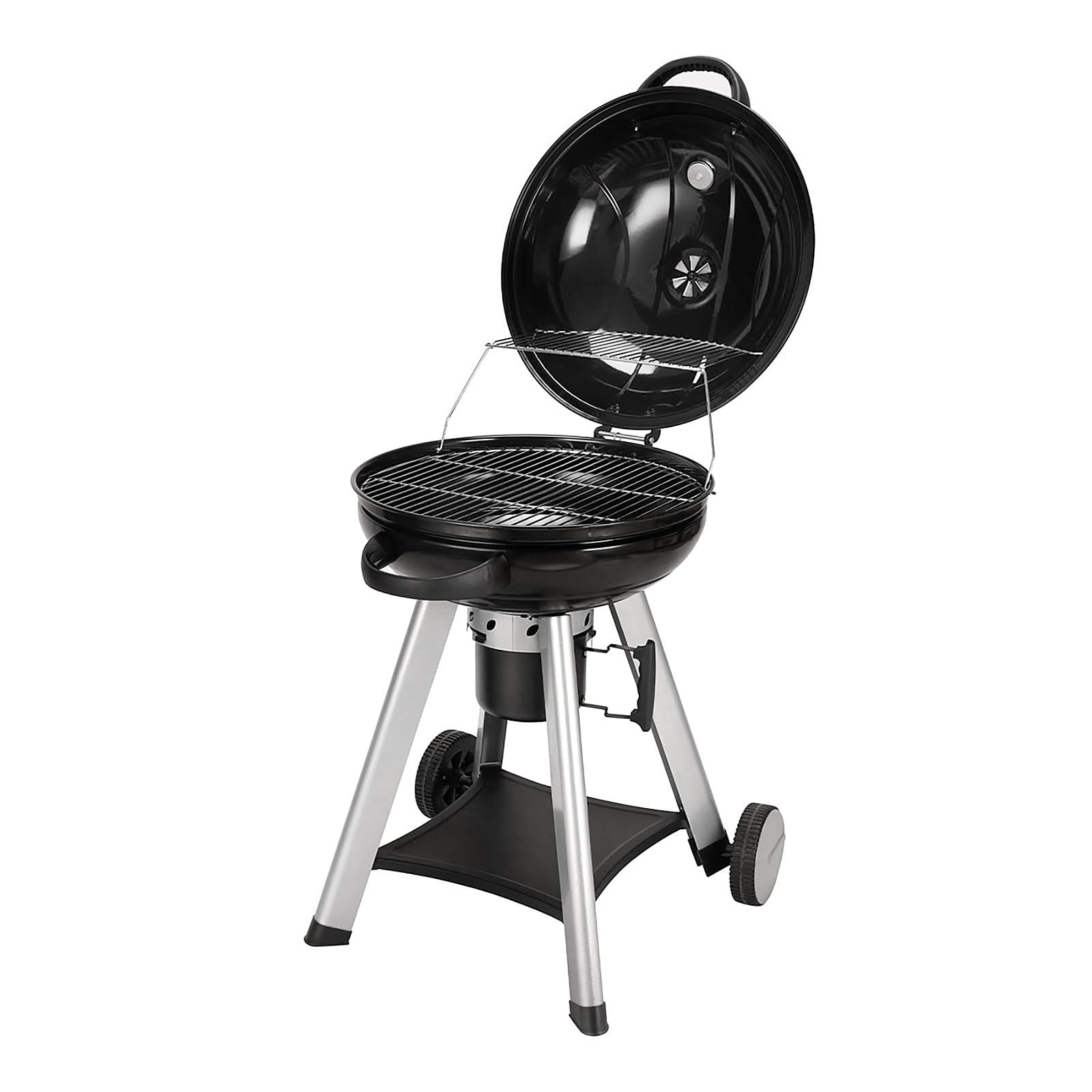 TAINO NEO Holzkohle-Kugelgrill mit klappbarem Deckel Kettle-Grill Ø 57 cm Thermometer Schwarz