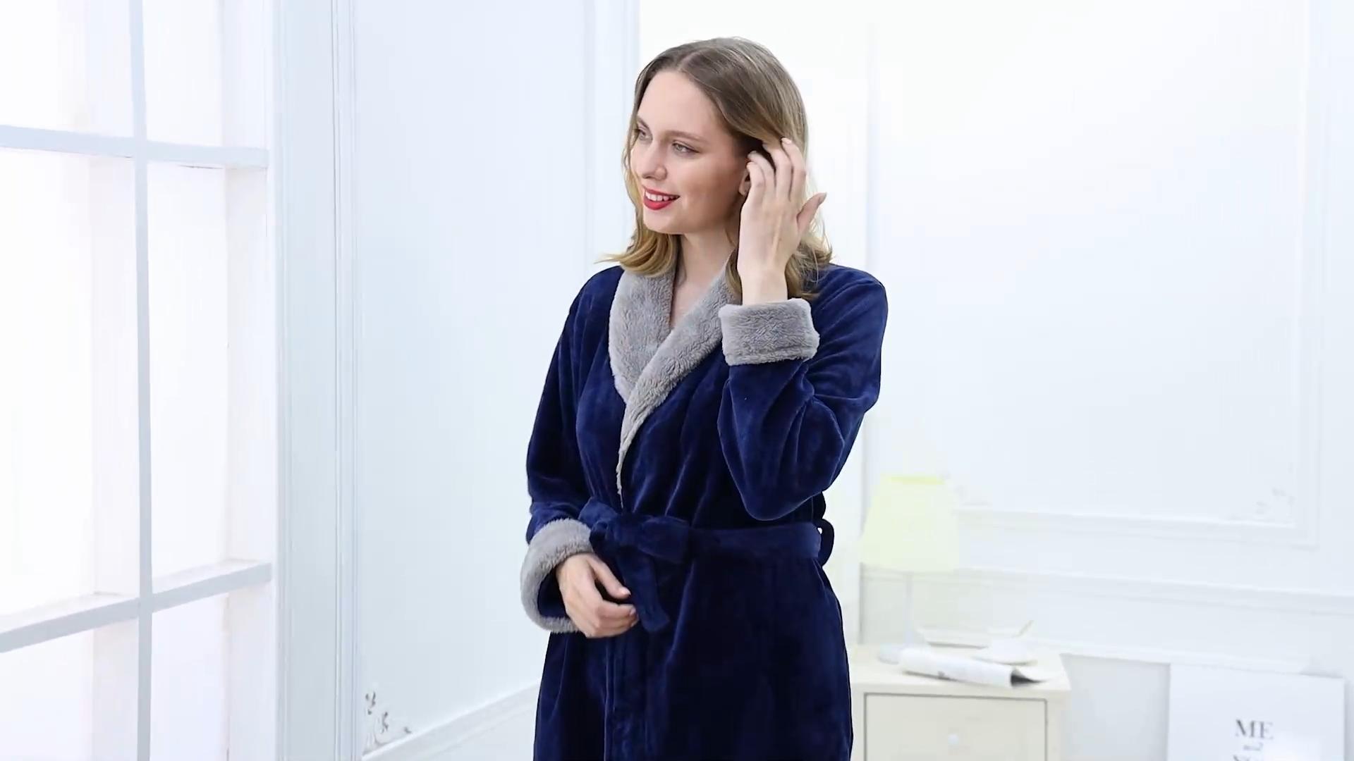 Invernale Vestaglia Donna In Pile Lunga Con Cintura Per Casa E Spa  Accappatoio Morbido