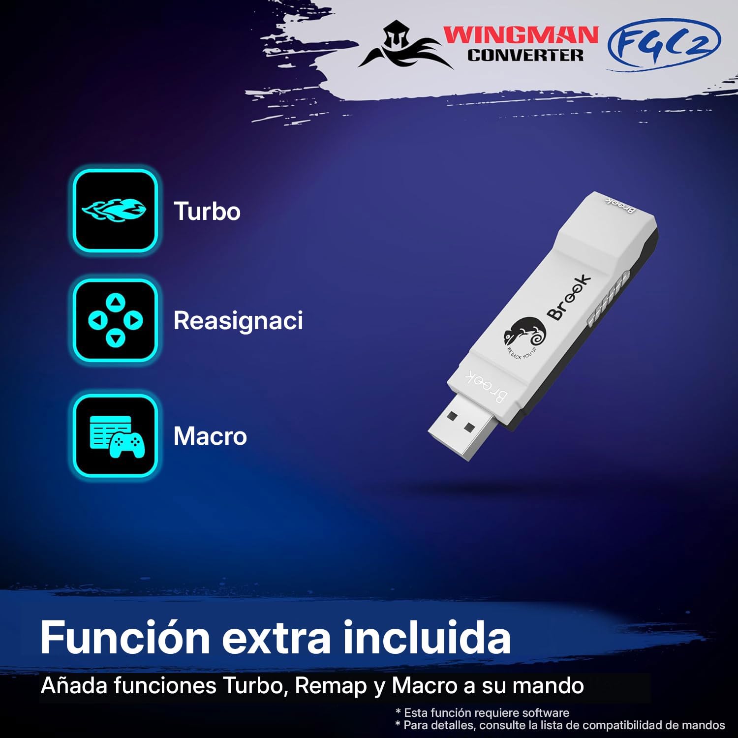 Mcbazel Brook Wingman FGC 2 Convertidor para PS5, Controlador con Cable PS5/PS4/XBox Series X|S/Xbox One/Xbox Elite/NS Switch/Arcade Stick a PS5/PC con Windows