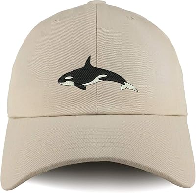 Trendy Apparel Shop Orca Killer Whale Solid Adjustable Unstructured Dad Hat - Beige