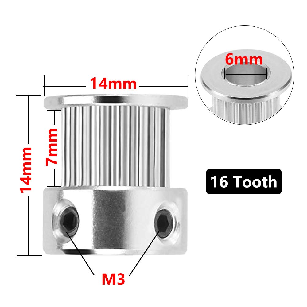Saiper 5pcs GT2 16 Teeth 6mm Bore Timing Pulley for 6mm Belt — Amazon image 3