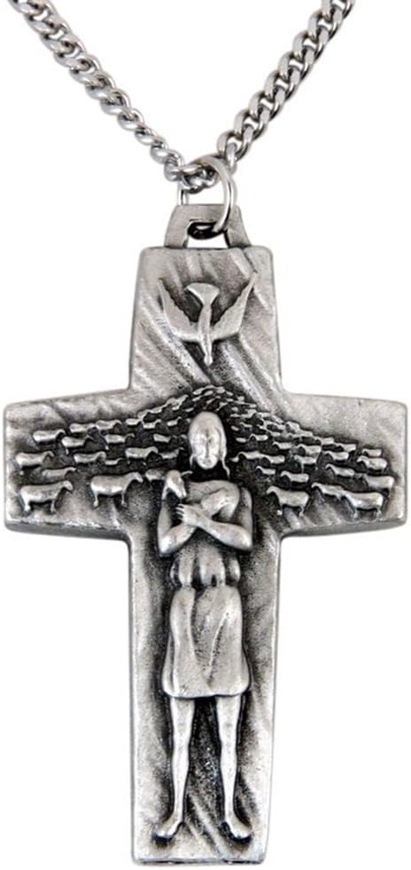 Religious Gifts Pewter Good Shepherd Crucifix The Cross of Pope Francis, 1 1/2 Inch