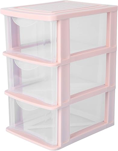 Organizador de escritorio de 3 cajones, gabinete de almacenamiento de plástico transparente, estuche de almacenamiento impermeable, caja de