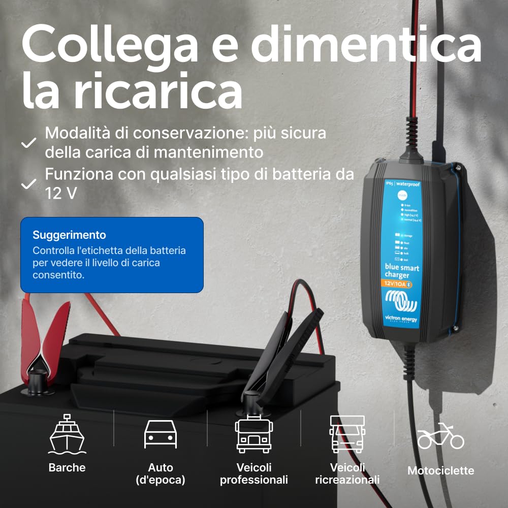 Victron Energy Blue Smart IP65 12-Volt 10 amp 230V, Caricatore Batteria, Bluetooth (CEE 7/17)