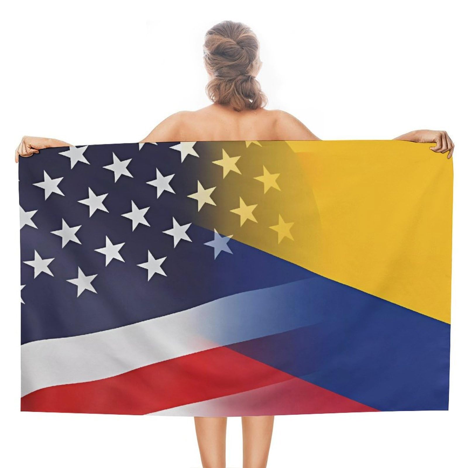 CGSBNGHA Colombia And U.S. of Flag Beach Towels Soft Bathroom Bath Pool Swim Towels for Women Men