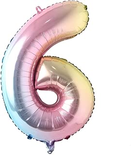 16 inch Gradient Rainbow Number Balloons Unicorn Party foil Balloon Baby Shower 1 Birthday Party Decorations Kids Numbers Air Ball (16 Inch Rainbow 6) - coolthings.us