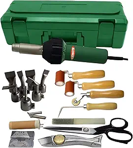 110V 1600W Professional PVC Roofing Welding Tools Heat Gun Kit Plastic Welder Hot Air Weld Gun with Roofing Seam Rollers Seam Tester Probe Weld Nozzle (110V Heat Gun Set)