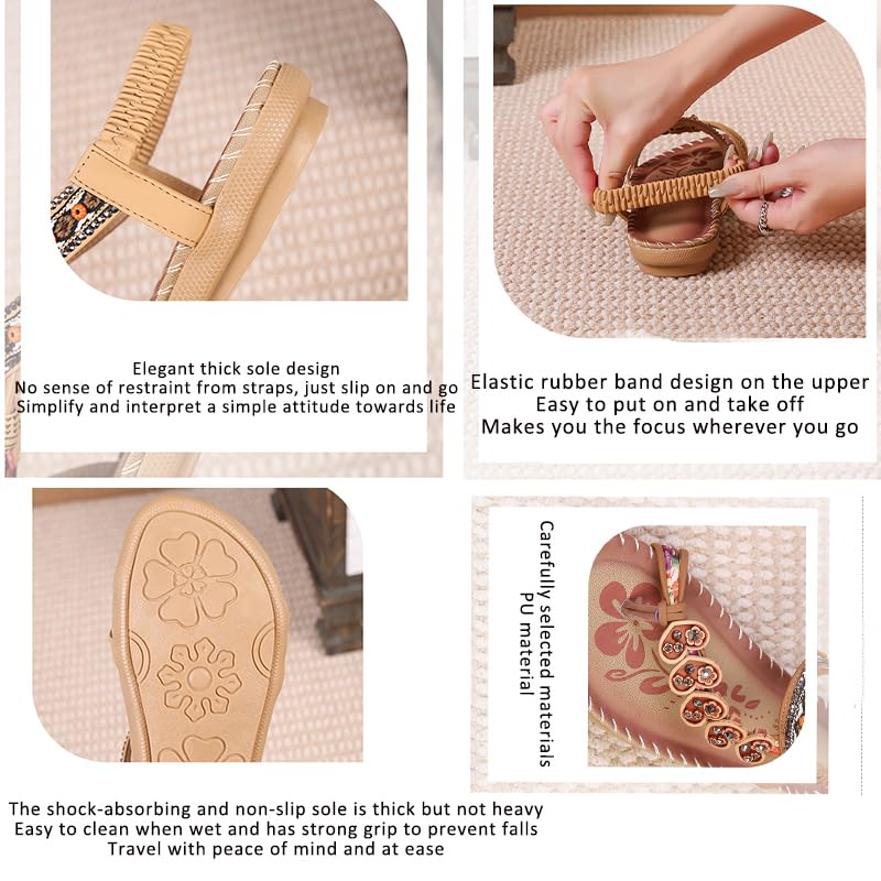 women's flat sandals, summer bohemian women's flat slippers open toe beach shoes, beach slippers, summer dress shoes4