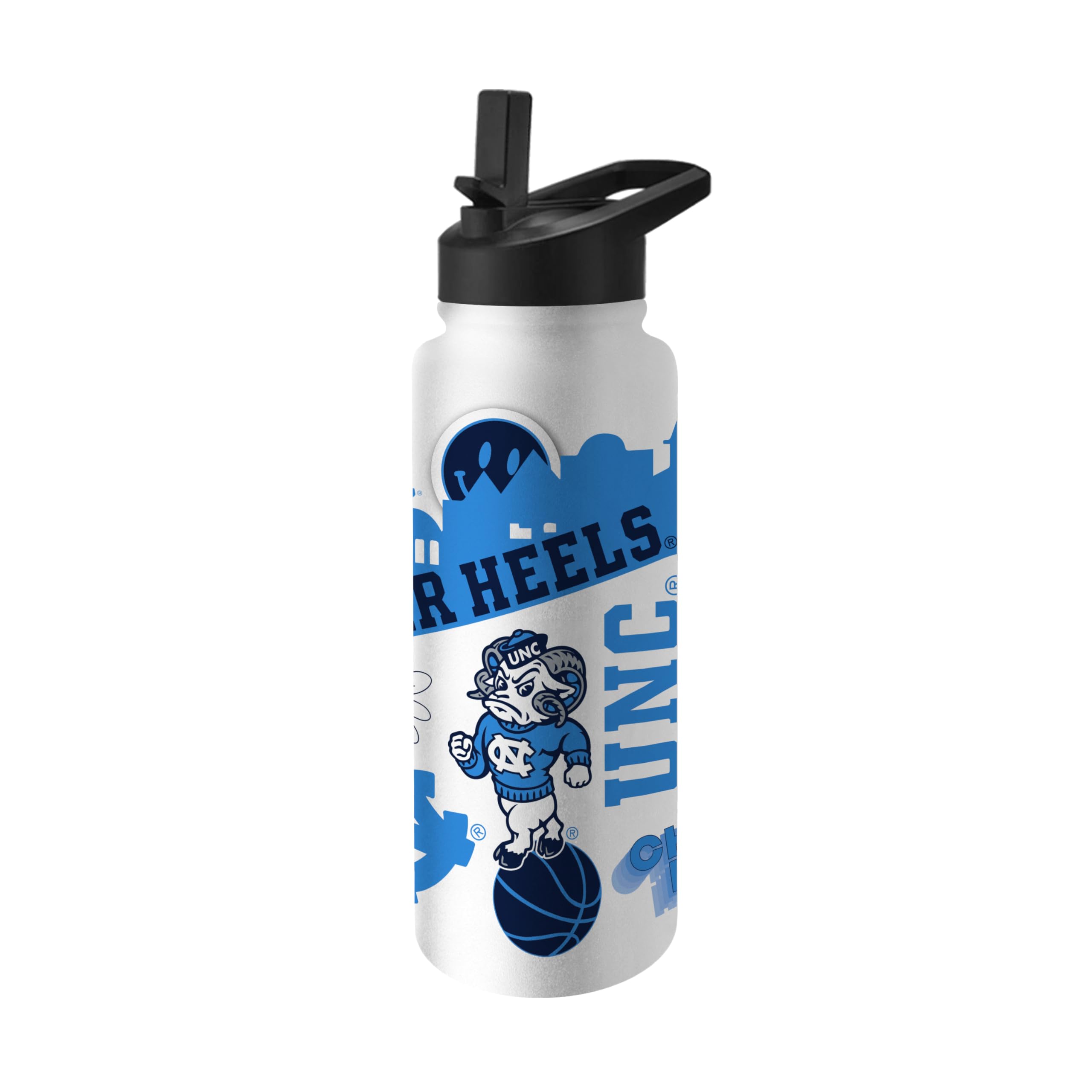 Logo Brands NCAA Native 34 oz Quencher Water Bottle - | Local Icons Design | Double-Wall Insulated| Leak-Proof Lid &amp; Built-In Straw