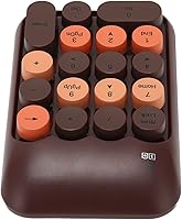 Vista 5 de POCREATION Teclado numérico inalámbrico de 18 teclas de color retro con teclas de acceso directo para calculadora de computadora, receptor USB