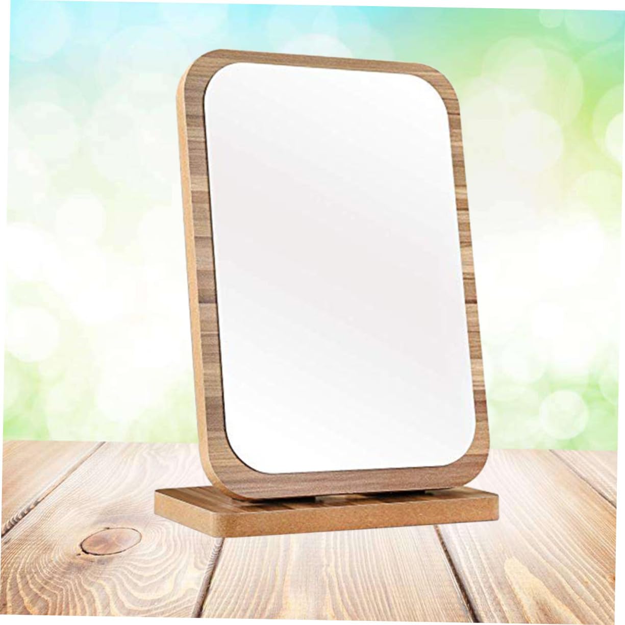 Espejo de Maquillaje Plegable de Madera Grande para Escritorio Espejo Cosmético Vertical con Diseño Sencillo y Área de Reflejo
