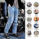 GEBIN Motorradhose Herren, Motorrad Jeans Herren mit Protektoren, Aramidfaser Jeans Motorrad, Motorrad Hose mit Oberschenkeltaschen (Blue,XL)